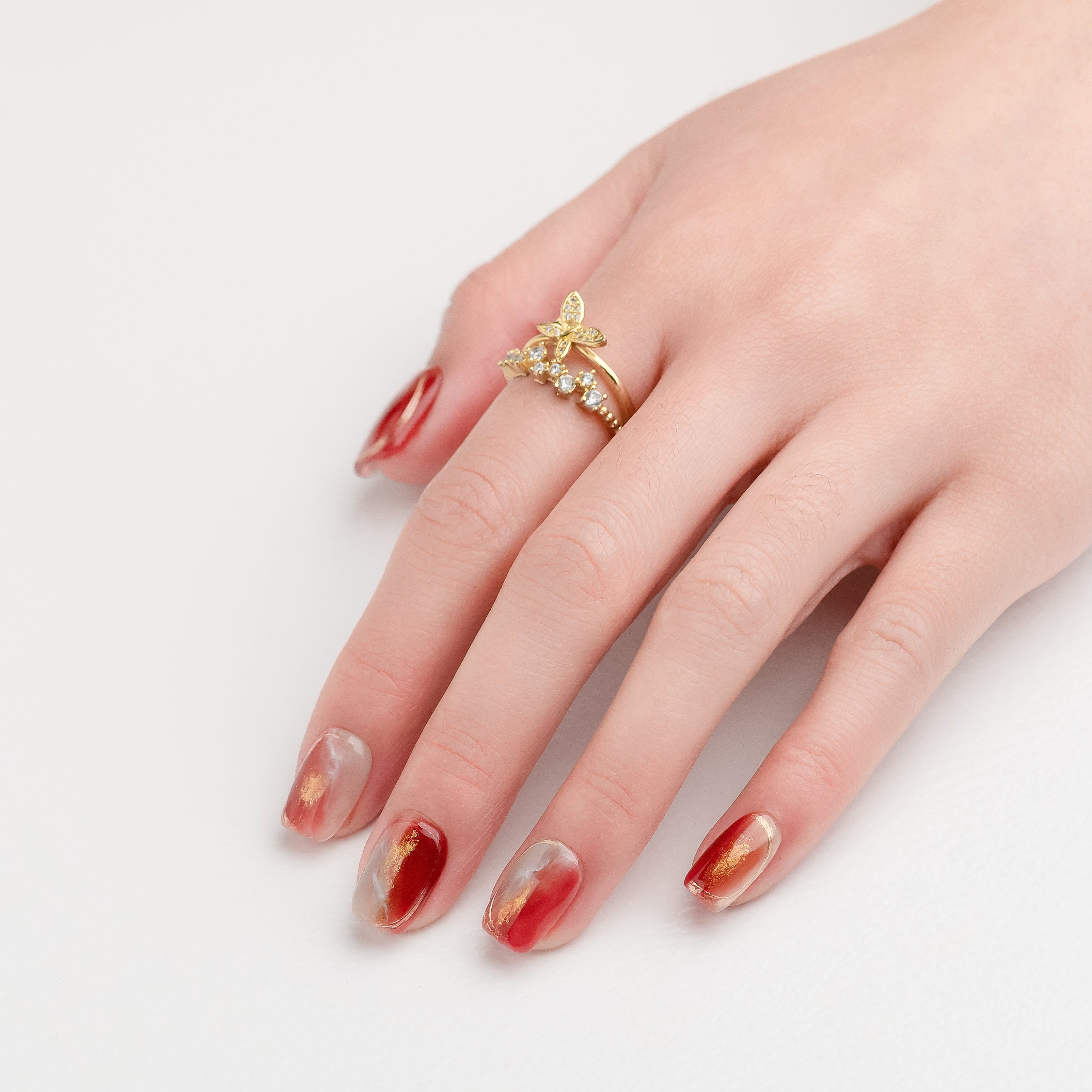 OUROBOROS レッドオレンジグラデーションネイル -F06