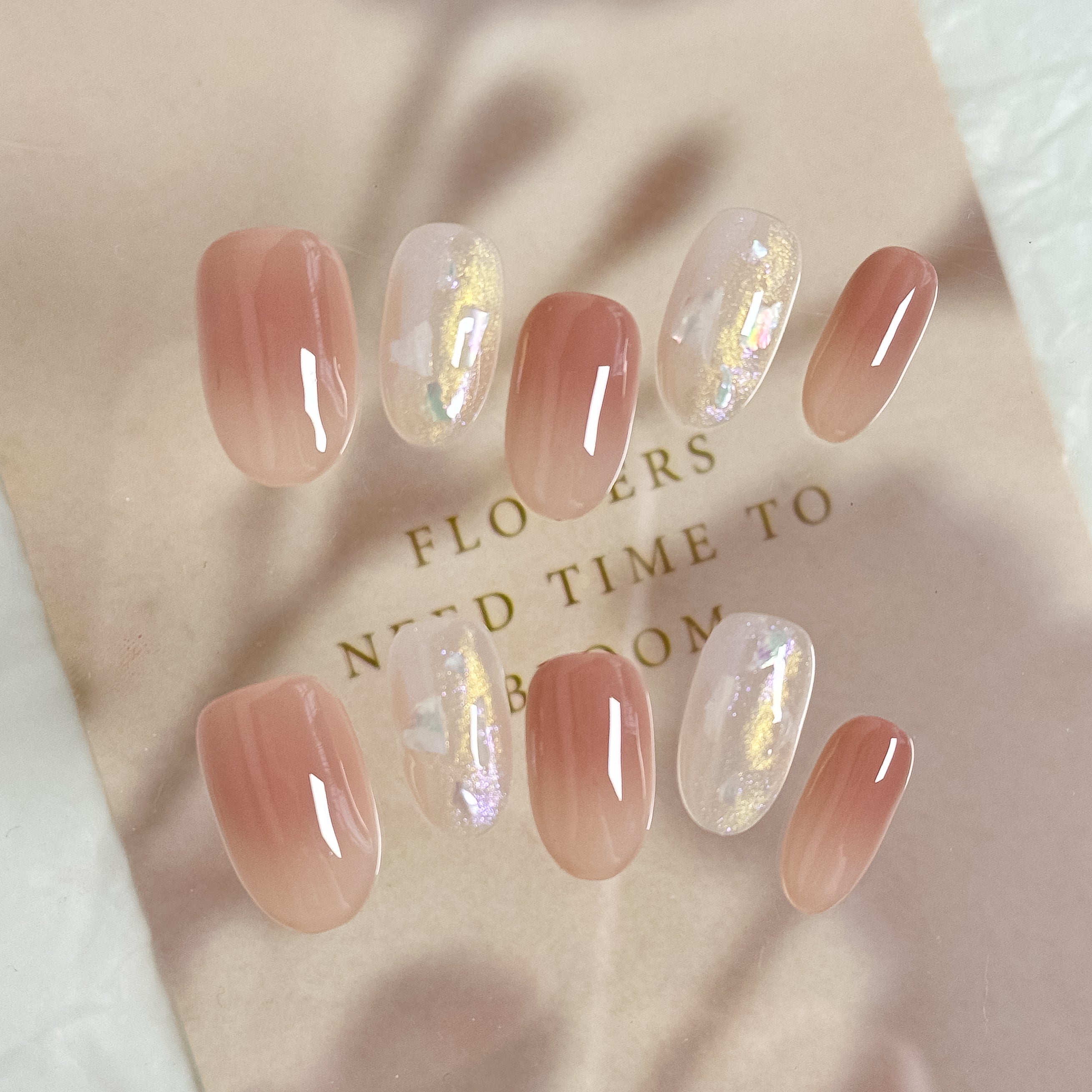 OUROBOROS コーラルピンク×シェルネイル F09