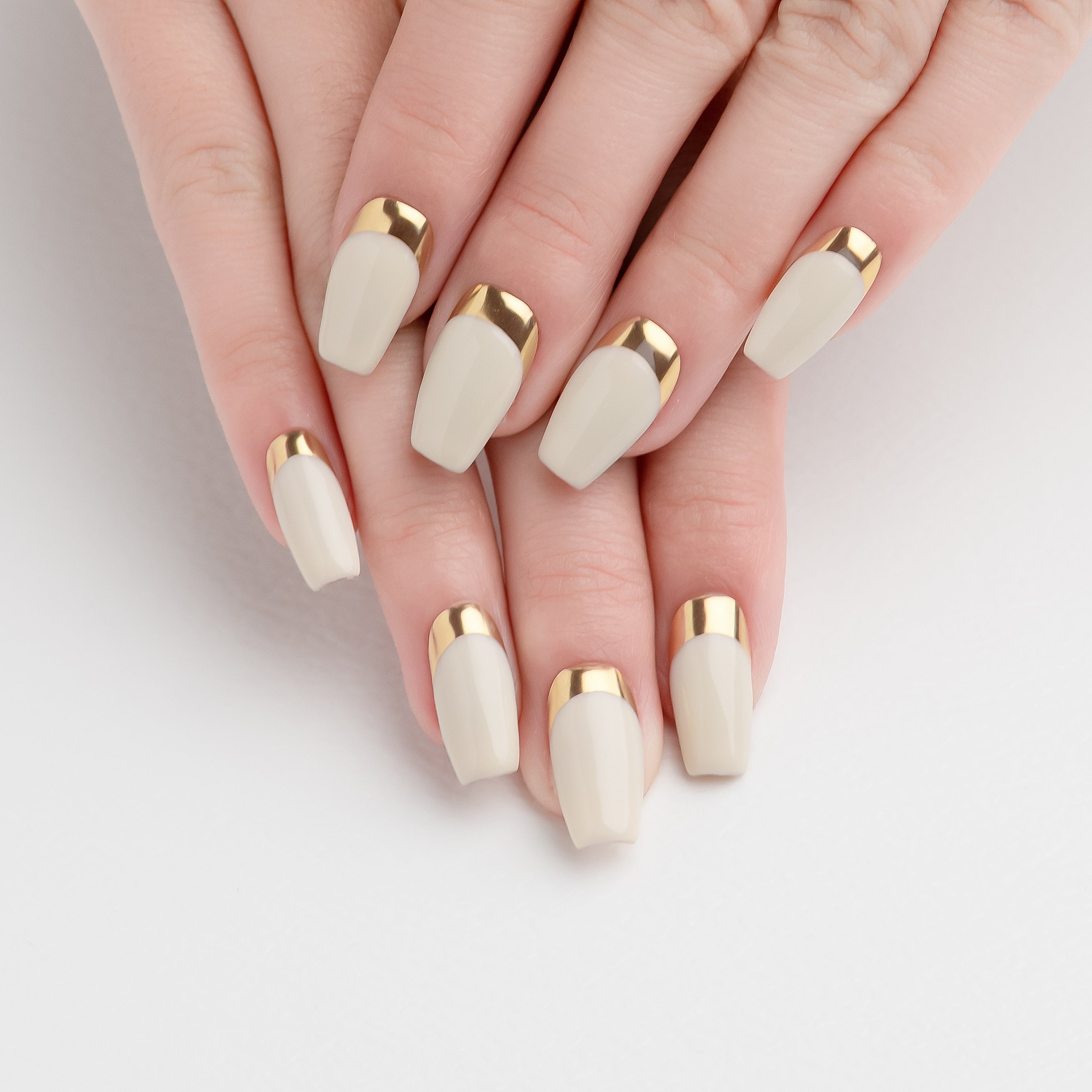 OUROBOROS ホワイト×ゴールド フレンチネイル- F23
